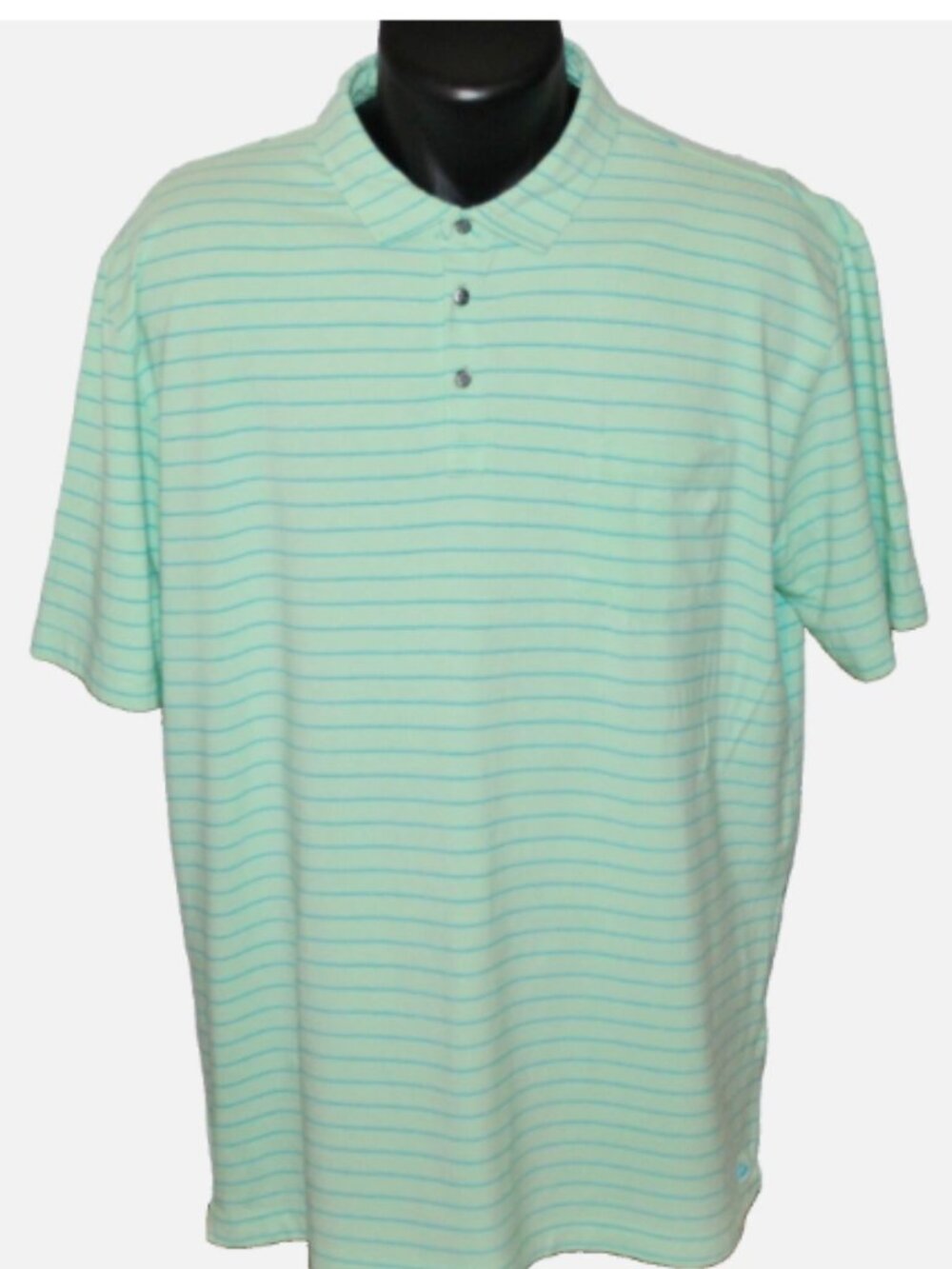 Peter Millar Crown Seaside Wash Stretch Cotton Polo, XL, Light Green Stripe
